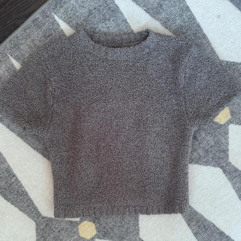 SKIMS Cozy Fleece Cropped T-Shirt | Charcoal Gray Size S/M